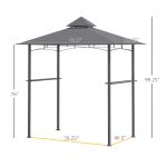8' X 5' Grill Gazebo With Double Roof, Outdoor BBQ Canopy Gazebo With 2 Side Shelves For Patio Yard Garden Gray