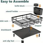 Kitchen Dish Rack Multi-functional Bowl And Plate Organizer Utensil And Cutlery Draining Rack