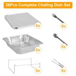 36Pcs Per Set Disposable Chafing Dish Buffet Set Food Warmers For Party Buffet Server Catering Supplies With Covers Utensils Half Size Food Pans For Parties Events BBQ Catering
