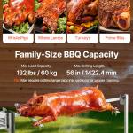Rotisserie Grill, AC120V 8 Level Height Electric Rotisserie Grill Kit, BBQ Grills Rotisseries Kit With 132 Lbs Load Capacity, 38W Motor, Stainless Steel Automatic Grilling Kits For Parties