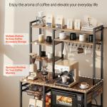 Kitchen Bakers Rack, 5 Ft Power Cable Bakers Rack With Power Outlet, Kitchen Stand With X-Shaped Support Bar, 10 S-Shaped Hooks, Coffee Bar Stand For Dishes, Spice Bottles, Built-In Power Strip