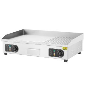 Commercial Electric Griddle, 2800W Countertop Half-Flat Top Grill, 122℉-572℉ Adjustable Temp, 28.74x15.75x0.39in Stainless Steel Griddle Grill With 2 Shovels For Home Or Restaurant (No Plug)