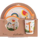Children's Baby Cutlery Set Of 5 Bamboo Fiber Dishes