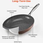 Frying Pan Skillet, Aluminum Egg Fry Pans, 3 Piece (200, 270, 300 Mm), Nonsitck Ceramic Heavy-Duty Skillets With Heat-Resistant Handle, Chef's Cookware, For Oven, Gas, Electric, Induction, Grey
