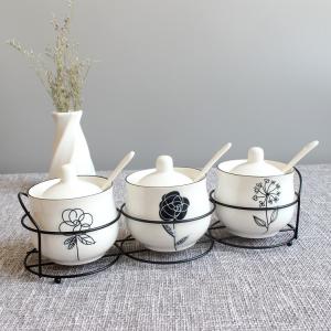 Household Kitchen Utensils Seasoning Storage Box Seasoning Box Ceramic European Style