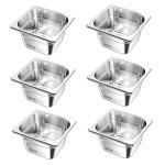 6 Pack Stainless Steam Hotel Pans, 1/6 Size Table Steam Pan, 4 Inch Deep, Anti Jam Restaurant Supplies Reusable Rustproof Catering Storage For Home, Party, Restaurant, Hotel, Buffet