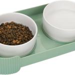 Ceramic Elevated Cat Bowls For Indoor Cats 15 Tilted Stand Anti Vomiting Raised Cat Food And Water Bowls Set Raised Cat Bowls With Non Slip Cat Bowl No Spill Bowl Dishes For Cats And Puppy