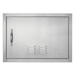 Grill-Zugangstür, 610 X 432 Mm, Einzelne Außenküchentür, Flächenbündig Montierte Edelstahltür, Vertikale Wandtür Mit Griff Und Lüftungsschlitzen, Für Grillinsel, Grillstation, Außenschrank