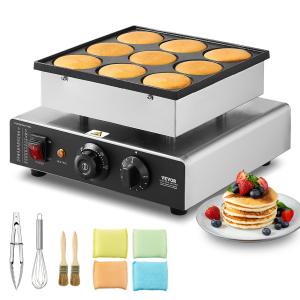 Mini-Pfannkuchenmaker Kommerzielle Dutch Mini Pfannkuchen Maschine, 9 Stk., 76 Mm Durchmesser, Dorayaki-Backmaschine, 850 W, Temperatur- Und Zeitregelung, In Küchen, Cafés Und Restaurants