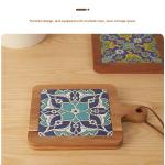 Solid Wood Vintage Tile Placemat Heat Proof Creative Anti-scald Casserole Mat Large Pot Coaster