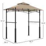 8' x 5' Outdoor Grill Gazebo, Barbecue Gazebo Shelter with LED Light, 2 Side Shelves, Hooks, Bottle Opener, Khaki