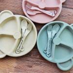 Baby Bowl Spoon  Fork Feeding Food Tableware Cartoon Panda Kids Dishes Baby Eating Dinnerware Set Anti-hot Training Bowl Spoon