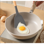 Non-Stick Silicon 12 Pcs Heat Resistant Wooden Handle Kitchen Cooking Utensils Set, Gray Color