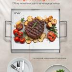 18x16 In Flat Top Griddle Stainless Steel Universal BBQ Grill Pan Cookware