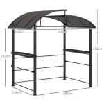 2.4 X 1.5m Outdoor Grill Gazebo With Side Shelves, PC Board Roof, Dark Grey