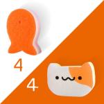 Cartoon Cat Fish Kitchen Washing Dishes Seaweed Sponge Pad