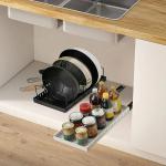 Pull Out Pots And Pans Organizer Under Cabinet With 8 Adjustable Dividers Rustproof Carbon Steel Sliding Pots Holder For Kitchen Cookware Bakeware Pots Lids Storage