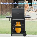 Propane Gas Three-burner Stainless Steel Grill With Double Shelves, Lid, Wheels And Bottle Opener