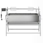 BBQ grill with rotisserie made of iron and stainless steel