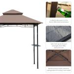8' X 5' Grill Gazebo With Double Roof, Outdoor BBQ Canopy Gazebo With 2 Side Shelves For Patio Yard Garden Coffee