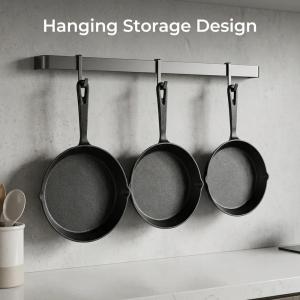 3pcs Pre-Seasoned Cast Iron Skillet Grill Pan With Handle For Grill, BBQ,Kitchen And Camping Cookware