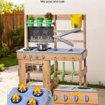 Mud Kitchen, Outdoor Mud Kitchen For Kids, Wood Outdoor Play Kitchens With Stoves, Hooks, Sinks, Planting Shovels, Spatulas, Handle, Cookware Pots And Accessories, Play With Water And Sand