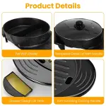 2 In 1 Electric Hot Pot With BBQ Grill Cooker 2200W Smokeless Non-Stick Korean BBQ Grill Shabu Shabu Hot Pot With Independent Temperature Control 5 Gears Firepower For 2-10 People