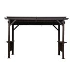6.5x12FT Hardtop Grill Gazebo, Outdoor BBQ Gazebo With 2 Side Shelves And Sloping Galvanized Steel Roof, Metal Permanent Grill Canopy With Ceiling Hooks For Patio, Lawn, Backyard, Deck, Brown
