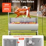 Rotisserie Grill, 38W BBQ Outdoor Pig & Lamb Spit Roaster, Charcoal Spit Roaster With 132 LBS Capacity, Wheels & 4-Level Height, Stainless Steel Electric Rotisserie Grill Kit For Camping Outdoor