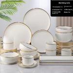 Plate Dishes Combination Household Bowl Golden Edge Household Ceramic 32-Cup Tableware
