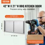 Grill-Zugangstür, 1067 X 534 Mm, Doppelte Außenküchentür, Flächenbündig Montierte Edelstahltür, Vertikale Wandtür Mit Griffen, Für Grillinsel, Grillstation, Außenschrank