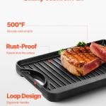 14x8.5 Inch Reversible Grill Griddle Pre-Seasoned BBQ Pan Cast Iron Black