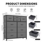 10-Drawer Dresser With Side Pocket & Hooks, Storage Cabinet With Wood Top For Bedroom Closet Organization