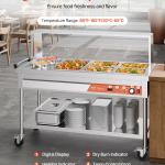 5 Pans + 2 Pots Commercial Food Warmer Steam Table With Undershelf Shield