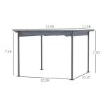 11.5' X 11.5' Outdoor Retractable Pergola Canopy, Metal Patio Shade Shelter For Backyard, Porch Party, Garden, Grill Gazebo, Gray
