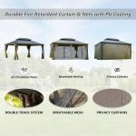 12  X 16  Hardtop Gazebo Outdoor Aluminum Gazebos Grill With Galvanized Steel Double Canopy For Patios Deck Backyard,Curtains&Netting