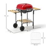 Charcoal Barbecue Grill Portable BBQ Grill With 1840 Cm² Cooking Area, 3 Shelves, Adjustable Vent, Lockable Lid, Wheels For Outdoor Cooking, Garden Party, Red