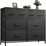 Dresser For Bedroom With 8 Drawers, Wide Fabric Dresser For Storage And Organization, Chest Of Drawers, Dressers For Living Room, Closet, Hallway, Dark Grey