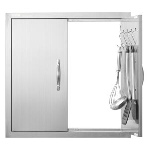 Grill-Zugangstür, 610 X 610 Mm, Doppelte Außenküchentür, Flächenbündig Montierte Edelstahltür, Doppelwandige Vertikale Tür Mit Griffen Und Haken, Für Grillinsel, Grillstation, Außenschrank