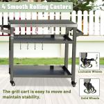 3-Shelf Outdoor Grill Table, Grill Cart Outdoor With Wheels, Pizza Oven And Food Prep Table, Blackstone Table With Stainless Steel Tabletop, Grill Stand For Blackstone Griddle For Outside BBQ