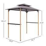 8' X 5' Grill Gazebo, Double Tiered Barbecue Grill Gazebo Shelter With 2 Side Shelves And 10 Hooks For Patio, Garden