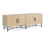 Functional 4-Door TV Cabinet  2 Storage Spaces, Adjustable Shelves, Ideal For Living Room Organization, Natural