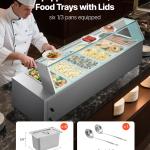Commercial Food Warmer 6 X 1/3 Size Pans Buffet Bain Marie With Glass Cover