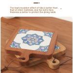 Solid Wood Vintage Tile Placemat Heat Proof Creative Anti-scald Casserole Mat Large Pot Coaster