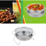 Electric Barbeque Stainless Steel Barbeque Outdoor Circular Folding Barbeque Grill