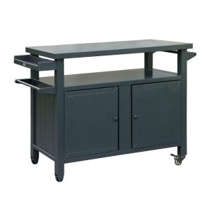 Grill Carts Outdoor Storage Cabinet With Wheels, Metal Outdoor Grill Table Kitchen Dining Table Cooking Prep BBQ Table For Patio, Kitchen Island, Home Party, Bar  Grey