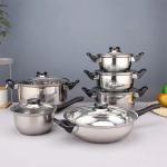 12 Piece Stainless Steel Cookware Saucepan Set Pan Pot Kitchen Cooking Glass Lid
