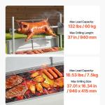 Rotisserie Grill, 38W BBQ Outdoor Pig & Lamb Spit Roaster, Charcoal Spit Roaster With 132 LBS Load Capacity & 7-Level Height, Stainless Steel Electric Rotisserie Grill Kit For Camping Outdoor