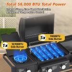 All-in-One Propane Gas Grill With Grilling & Griddling Functions, 745 Sq.Inch Cooking Space, 5 Burners, 56000 BTU Propane Grill,  Heavy-Duty Stand For Barbecue & Outdoor Cooking