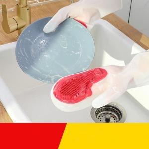 White Transparent Solid Color Tenacity Thin Magic Silicone Gloves Household Water-proof Washing Dishes Brush Bowl Brush Artifact